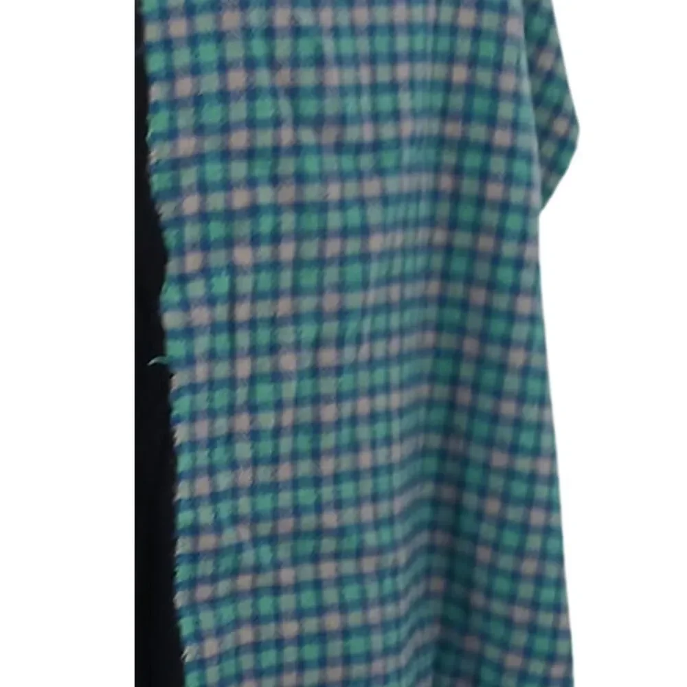 J.Crew Blue Plaid Wool Blend Fringe Scarf